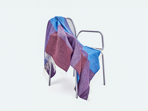 Koc z wełny merynosów Blend, tre product, niebieski, czarny