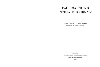 Paul Gauguin's Intimate Journals