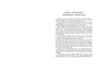 Paul Gauguin's Intimate Journals